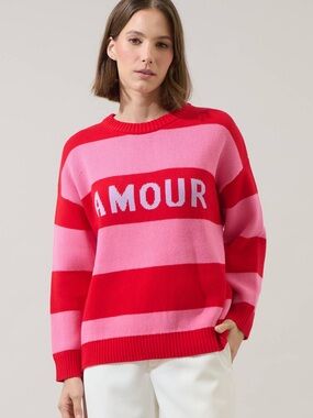 Amour Stripe Knit Sweater - Red & Pink